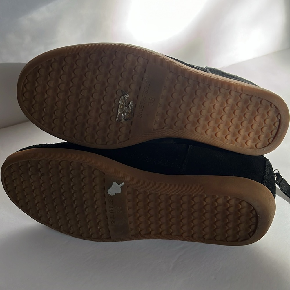 Anthropologie Shoe The Bear Emmy Suede Wedge Black Sz 38 Hidden Wedge Sneakers - Picture 10 of 10